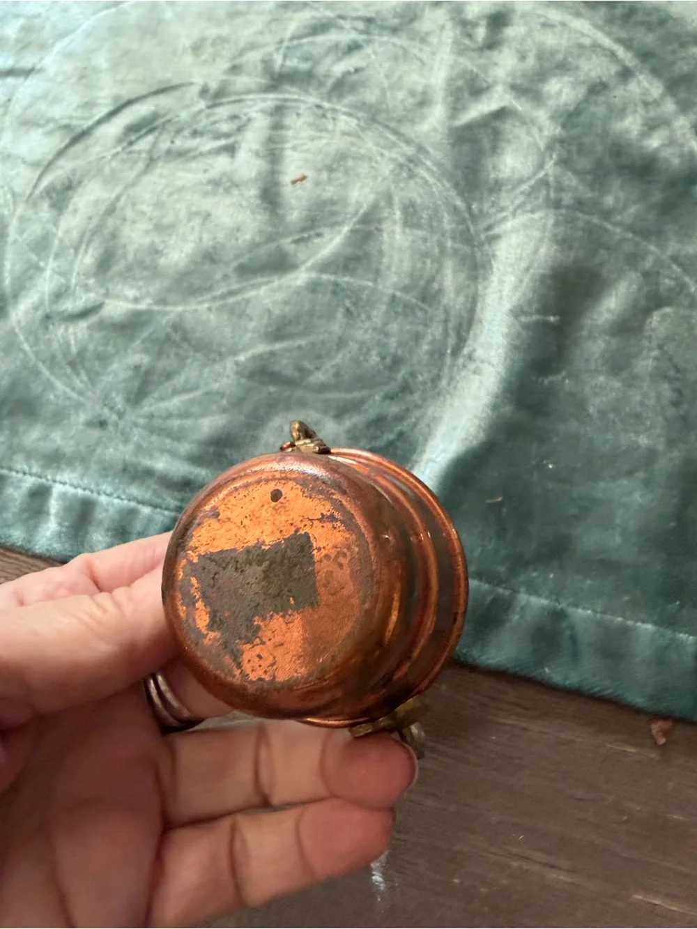 Antique-Style Copper Mini Bucket Decorative Accent - Brown